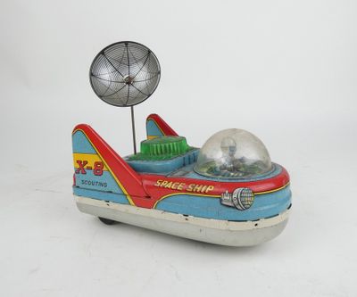 a small toy car with a fan on top of it