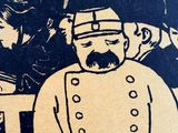 a drawing of a man in a top hat and uniform