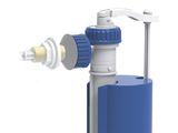an image of a blue and white water pump