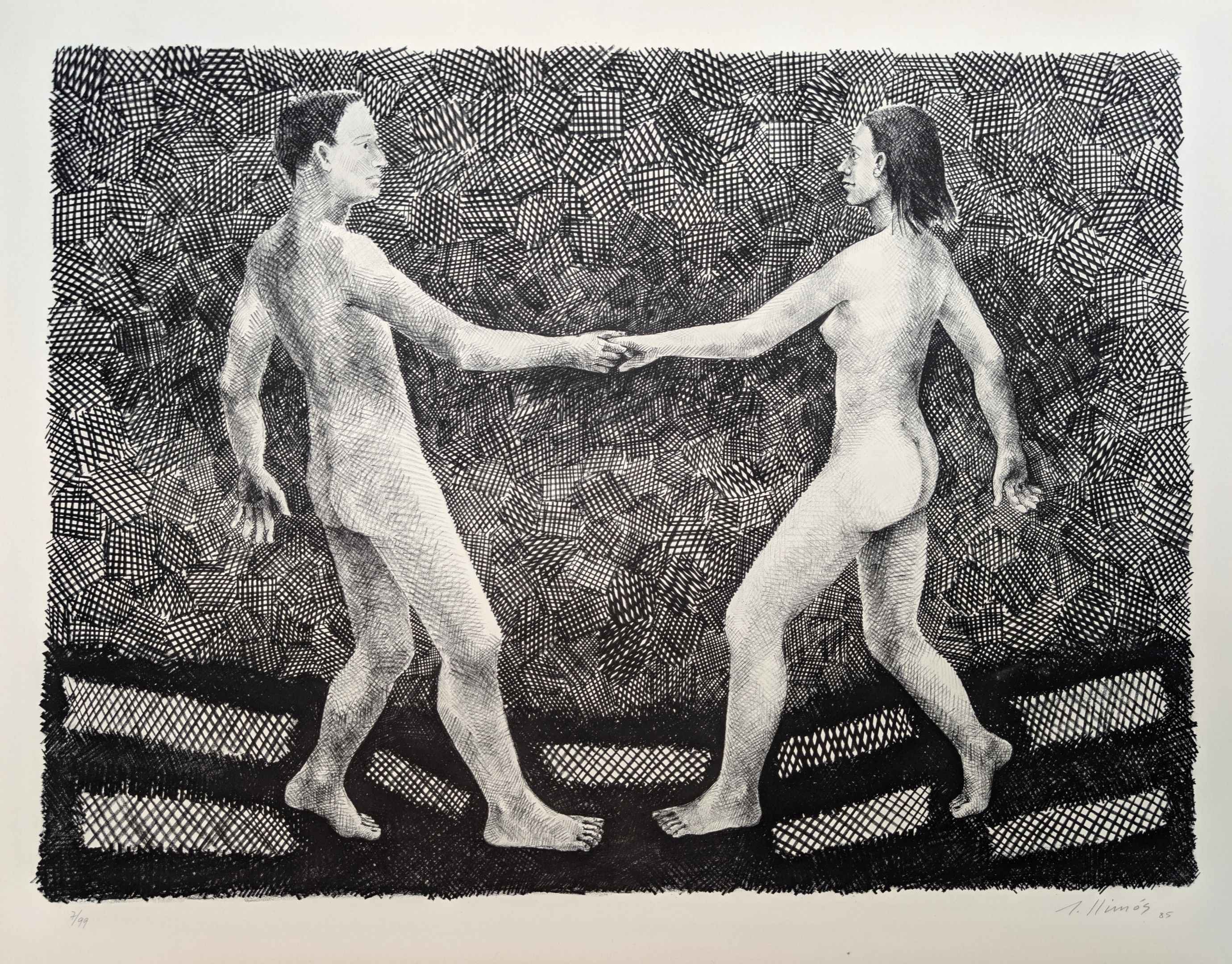 Robert LLIMOS (né en 1943) Couple se tenant la main, 1985