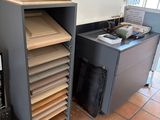 a lot of shelves that are stacked on top of each other