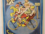 une vieille affiche française représentant une famille à vélo