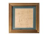 une vieille photo d'une photo d'un dessin dans un cadre en bois