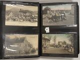 trois vieilles photos en noir et blanc représentant des personnes et des chevaux, tirées d'un vieil album photo