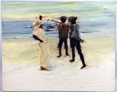 Daniel TARTIER (1943). Les balayeurs de la mer. Huile sur to…
