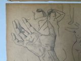 a drawing of a woman holding a man ' s hand