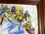 a picture of a painting of a bird on a branch
