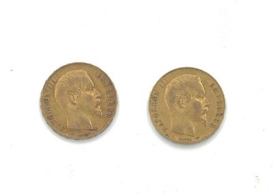 deux pièces d'or représentant le visage d'un homme et la tête d'une femme