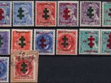 several different types of stamps with crosses on them on a black surface