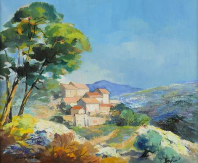 Francine SOUTEYRAND (1929-2017). Soleil d'automne. Huile sur…