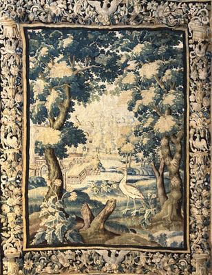 Tapisserie Verdure à l'Échassier - Aubusson XVIIe-XVIIIe