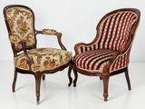 paire de fauteuils de style Louis XV avec assises rembourrées