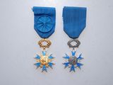 deux médailles et une médaille sont posées sur une surface blanche
