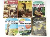 six french children ' s books on a white surface