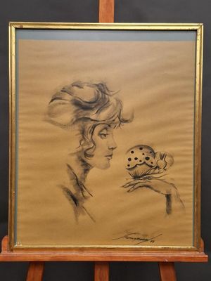 FERNAND (Mexique, XXème s) Femme au papillon, 1977