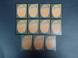 nine cards with a picture of a man ' s face on them