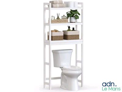 an image of a bathroom shelving with a toilet and shelves