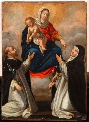Cuivre avec Vierge à l'Enfant, Sainte Thérèse de Jésus et Sa…