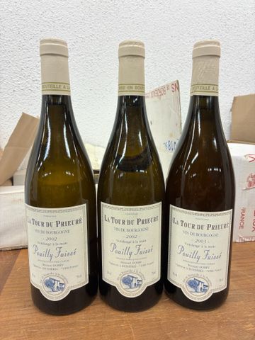 3 bouteilles de Pouilly Fuissé, La tour du Prieuré, vin de bourgo