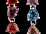 Boucles d'oreilles pendantes en tourmaline multicolore et diamants
