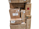 many boxes stacked on top of each other on a pallet