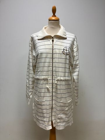 Pierre CARDIN - Veste gilet en laine blanche à rayures bleue. Tai...