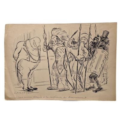 un vieux dessin représentant un groupe d'hommes debout les uns à côté des autres