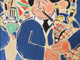 une image représentant un tableau d'un homme jouant de la cornemuse