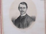 portrait d'un homme en costume et nœud papillon dans un vieux livre