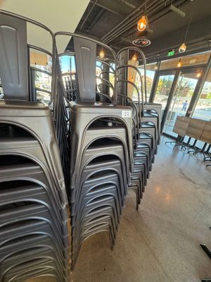 le nombre de chaises alignées dans une pièce