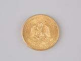 an image of a close up of a gold coin on a white surface