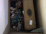a cardboard box with a bunch of items inside of it