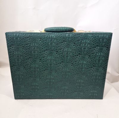 Malette verte imitation crocodile