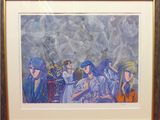 painting of a group of people sitting at a table in a room
