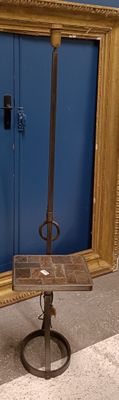 a picture of a chair that is sitting in front of a blue door