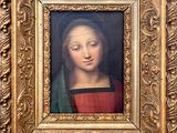 une image représentant un tableau d'une femme dans un cadre doré