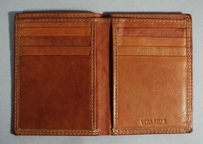 VERA PELLE Porte carte en cuir marron