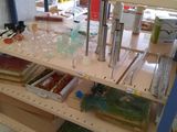 a shelf that has many different items on it