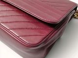chanel burgundy quilted lambskin shoulder bag with gold hardware