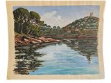 an image of a painting of a boat on a body of water