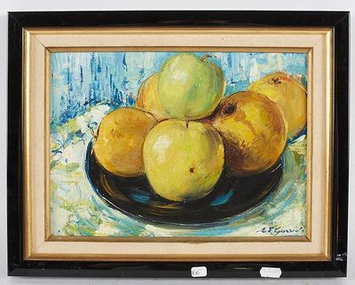 un tableau représentant un bol de citrons posé sur une table