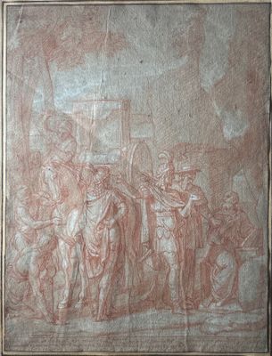 an image of a drawing of a group of people in a room