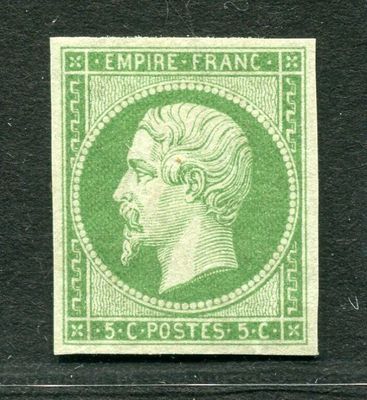 FRANCE - n° 12 - 5c vert 2e EMPIRE, NAPOLEON III tête nue.