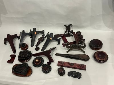 many different types of tools on display in a glass case