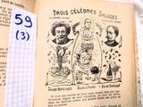 un livre ouvert sur lequel figure un dessin et un bout de papier posé dessus