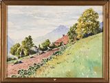 an image of a painting of sheep grazing in a field