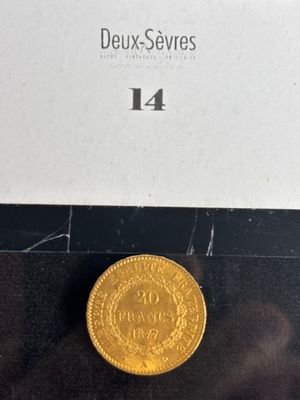 a gold coin sitting on top of a black counter top