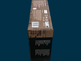 a black box that has a brown label on it
