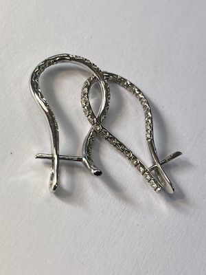 Paire DE Pendants D'Oreille EN OR Blanc Serti DE Petits Diam…