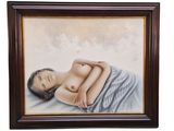 l'image d'un tableau représentant une femme allongée sur un lit